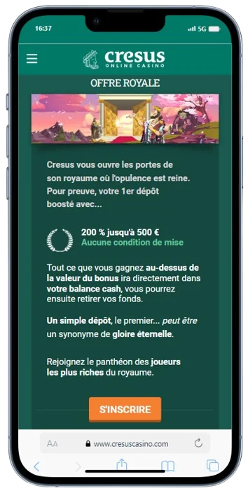 Royal Bonuses pour Cresus Casino Application