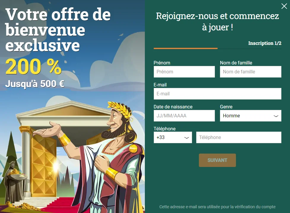 Inscription Cresus Casino Page
